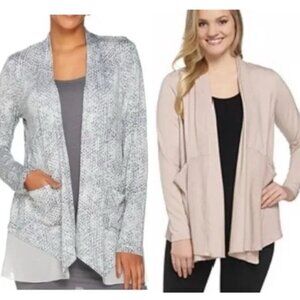 Bundle of 2 Logo by Lori Goldstein Casual Loungewear Comfy Cardigan Sweaters